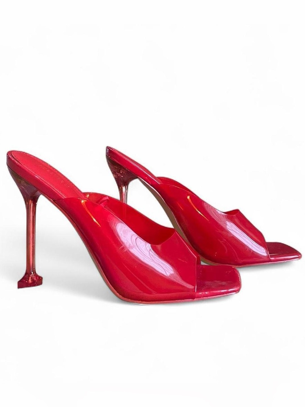 Forever 21 Red Patent Heeled Mules – Square Toe Slip-On Heels (US 6.5 / EU 37.5)